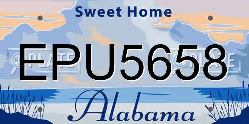 EPU5658 Alabama License Plate