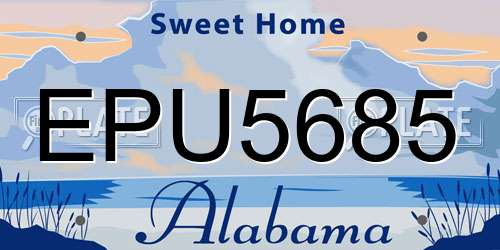 EPU5685 Alabama License Plate
