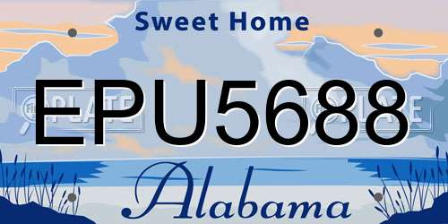 EPU5688 Alabama License Plate