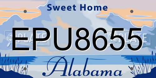 EPU8655 Alabama License Plate