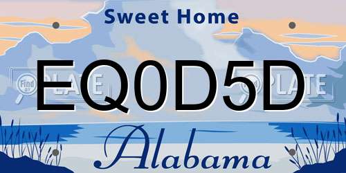 EQ0D5D Alabama License Plate