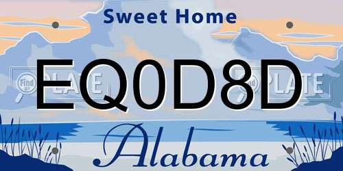 EQ0D8D Alabama License Plate