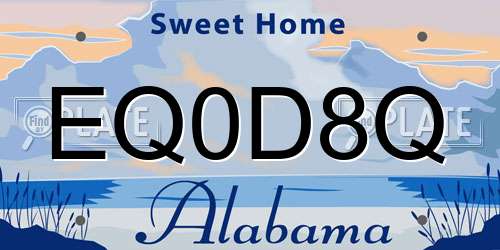 EQ0D8Q Alabama License Plate