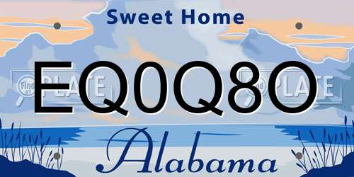 EQ0Q8O Alabama License Plate