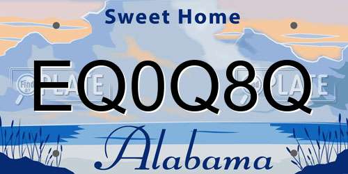 EQ0Q8Q Alabama License Plate