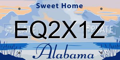 EQ2X1Z Alabama License Plate