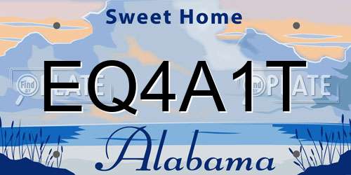 EQ4A1T Alabama License Plate