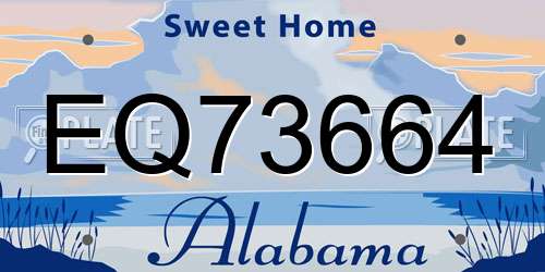 EQ73664 Alabama License Plate