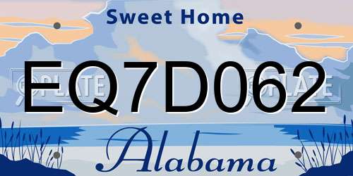 EQ7D062 Alabama License Plate