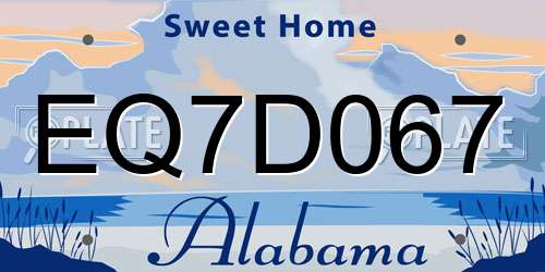 EQ7D067 Alabama License Plate