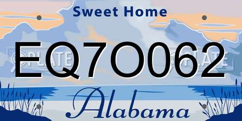 EQ7O062 Alabama License Plate