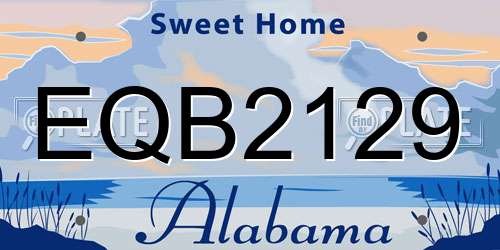 EQB2129 Alabama License Plate