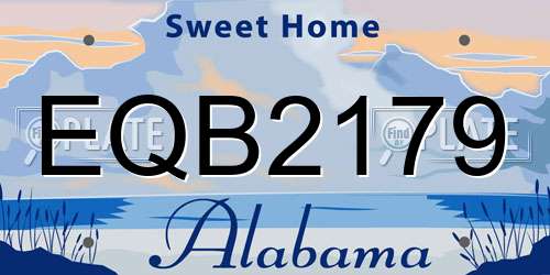 EQB2179 Alabama License Plate