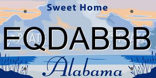 EQDABBB Alabama License Plate