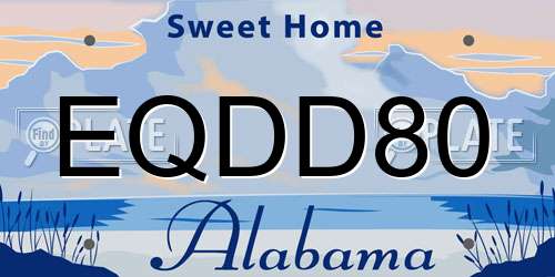 EQDD80 Alabama License Plate