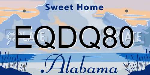EQDQ80 Alabama License Plate