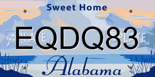 EQDQ83 Alabama License Plate