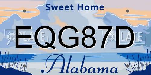 EQG87D Alabama License Plate