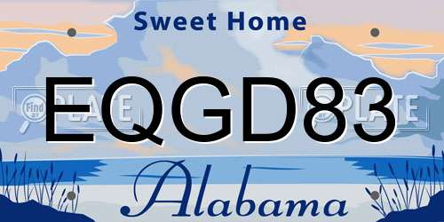 EQGD83 Alabama License Plate