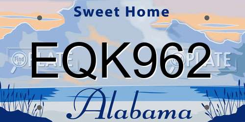 EQK962 Alabama License Plate