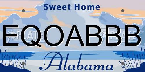 EQOABBB Alabama License Plate
