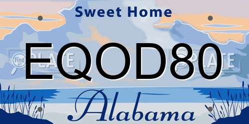 EQOD80 Alabama License Plate