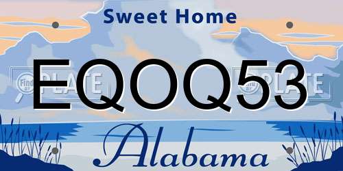 EQOQ53 Alabama License Plate