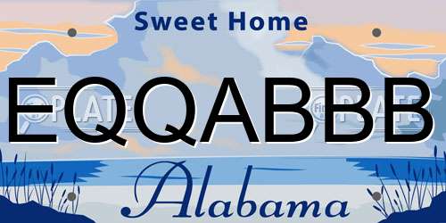 EQQABBB Alabama License Plate