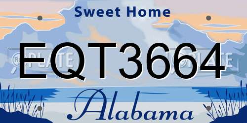 EQT3664 Alabama License Plate