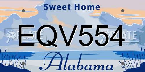 EQV554 Alabama License Plate