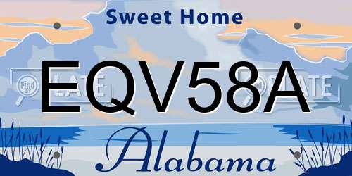 EQV58A Alabama License Plate
