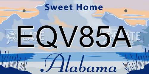 EQV85A Alabama License Plate