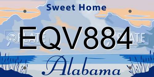 EQV884 Alabama License Plate