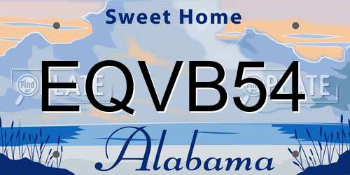 EQVB54 Alabama License Plate