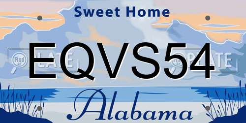 EQVS54 Alabama License Plate