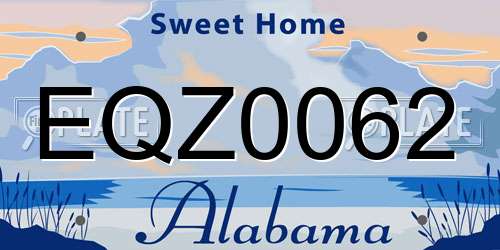 EQZ0062 Alabama License Plate