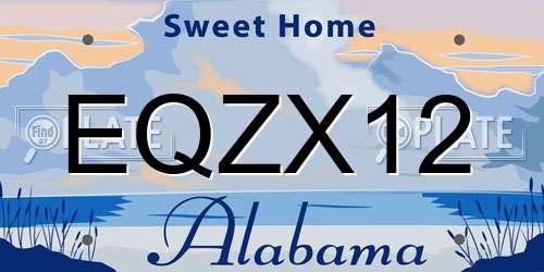 EQZX12 Alabama License Plate