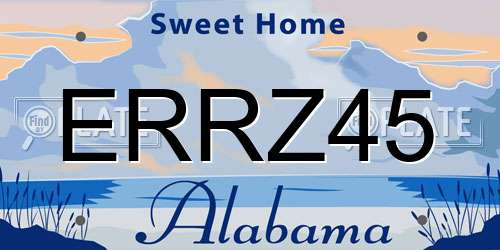 ERRZ45 Alabama License Plate