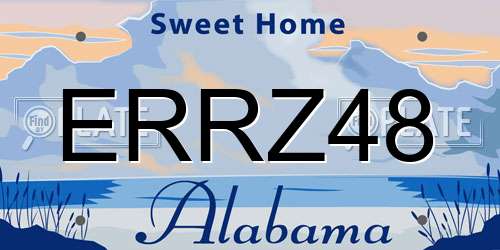 ERRZ48 Alabama License Plate