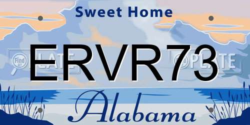 ERVR73 Alabama License Plate