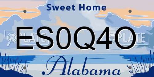 ES0Q4O Alabama License Plate