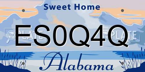 ES0Q4Q Alabama License Plate