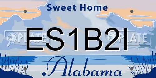 ES1B2I Alabama License Plate