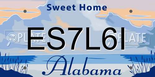 ES7L6I Alabama License Plate