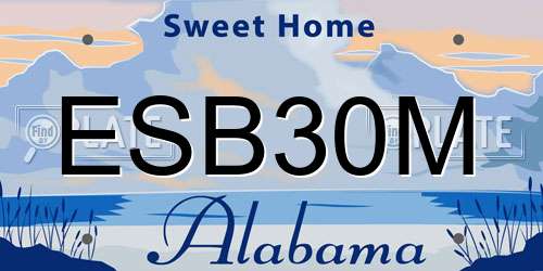 ESB30M Alabama License Plate