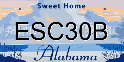 ESC30B Alabama License Plate