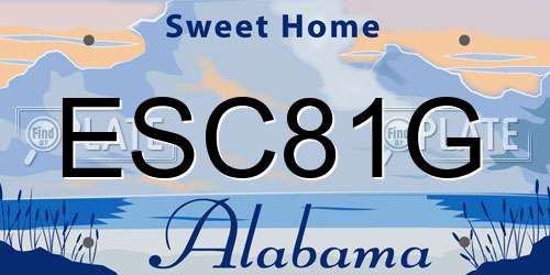 ESC81G Alabama License Plate