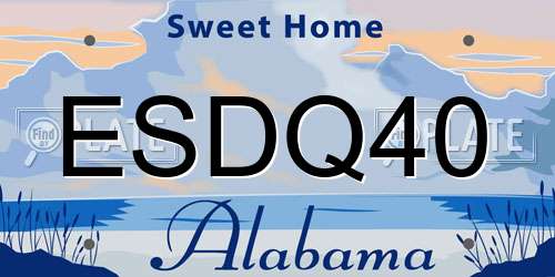 ESDQ40 Alabama License Plate