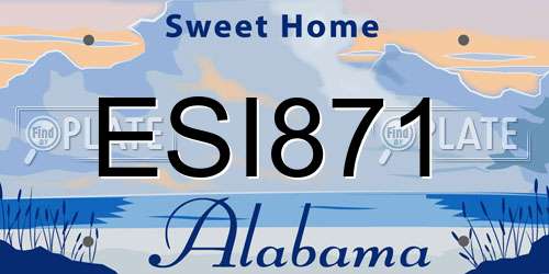 ESI871 Alabama License Plate