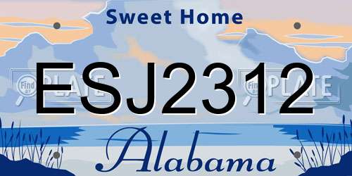 ESJ2312 Alabama License Plate